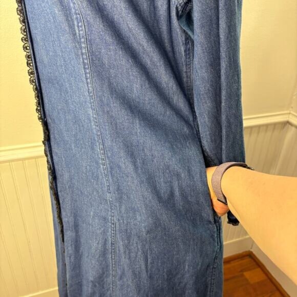 Elisabeth Size 18 Denim Dress Vintage Maxi Long Sleeve Western Prairie Modest - Picture 11 of 14